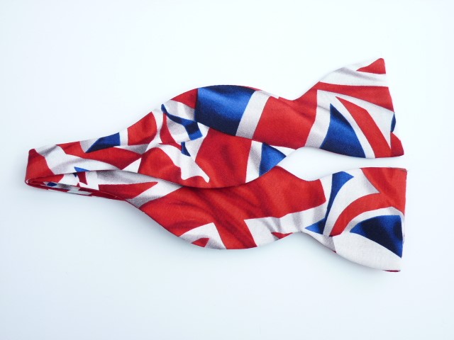 union jack self tie bow tie