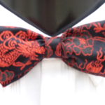 Black/Red Dragon Silk Pre Tied Bow Tie