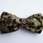 Black/Gold Dragon Silk Pre Tied Bow Tie