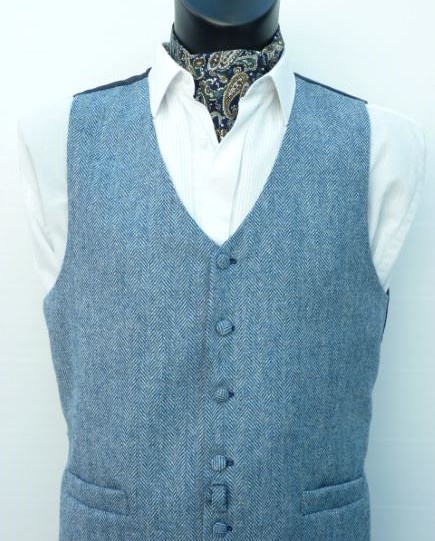 Blue harris tweed waistcoat hotsell