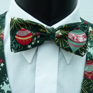 Christmas Baubles & Stars Pre Tied Bow Tie
