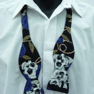 Mr Bones Blue Self Tie Bow Tie